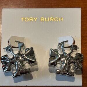 Tory Burch Roxanne Metallic/silver signature Earrings
